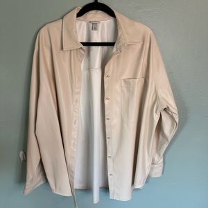 A New Day Cream Faux Leather Top NWOT XL